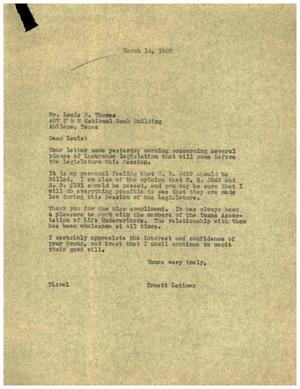 [Letter from Truett Latimer to Louis N. Thomas, March 14, 1957]