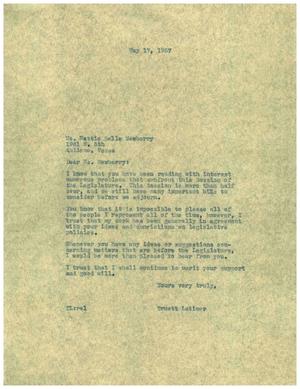 [Letter from Truett Latimer to Mattie Belle Newberry, May 17, 1957]
