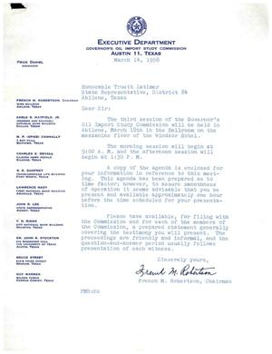 [Letter from French M. Robertson to Truett Latimer, March 14, 1958]