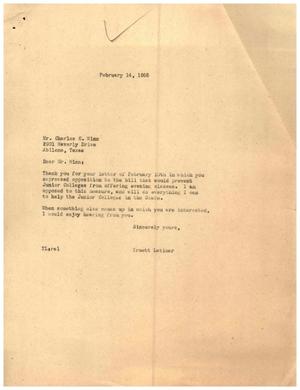 [Letter from Truett Latimer to Charles C. Winn, February 14, 1955]