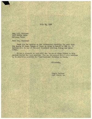 [Letter from Truett Latimer to Mrs. O. B. Stephens, July 11, 1958]