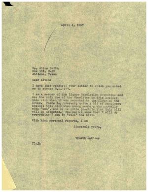 [Letter from Truett Latimer to Alton Smith, April 4, 1957]