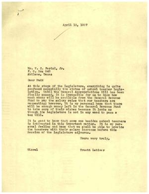 [Letter from Truett Latimer to V. C. Perini, Jr., April 15, 1957]