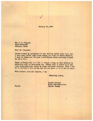 [Letter from Truett Latimer to Dr. G. L. Wiggins, January 17, 1955]