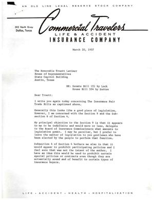 [Letter from E. J. Reeves to Truett Latimer, March 20, 1957]