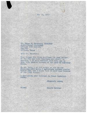 [Letter from Truett Latimer to James A. Roberson, May 16, 1957]