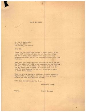 [Letter from Truett Latimer to W. E. Whitfield, April 19, 1955]