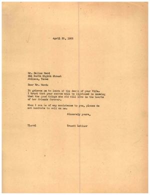 [Letter from Truett Latimer to Dallas Ward, April 25, 1955]