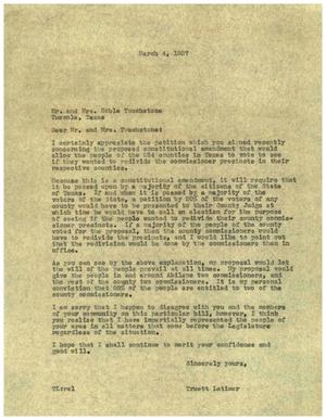 [Letter from Truett Latimer to Mr. and Mrs. Noble Touchstone, March 4, 1957]