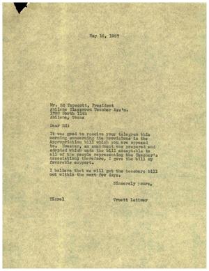 [Letter from Truett Latimer to Ed Tapscott, May 16, 1957]