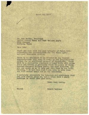 [Letter from Truett Latimer to Bob Rankin, March 14, 1957]