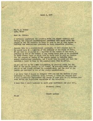[Letter from Truett Latimer to C. A. Ritter, March 6, 1957]