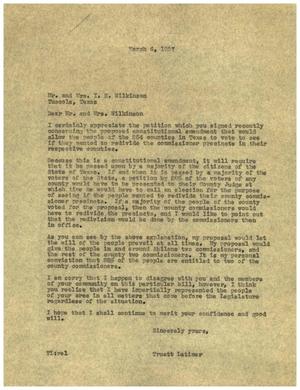 [Letter from Truett Latimer to Mr. and Mrs. T. N. Wilkinson, March 6, 1957]