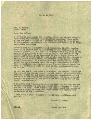 [Letter from Truett Latimer to J. Pullen, March 7, 1957]