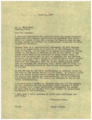 [Letter from Truett Latimer to E. P. Sandell, March 5, 1957]