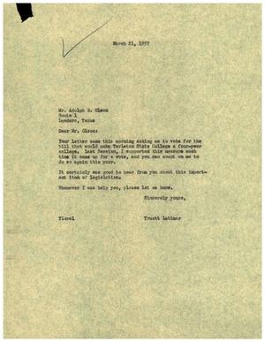 [Letter from Truett Latimer to Adolph B. Olson, March 21, 1957]