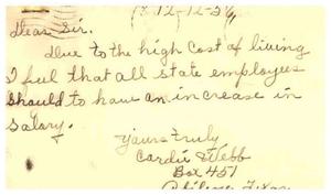 [Postcard from Cardie Webb to Truett Latimer, December 12, 1956]