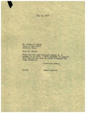 [Letter from Truett Latimer to Thomas B. White, May 14, 1957]