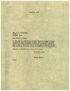 [Letter from Truett Latimer to G. G. Stinchcomb, March 14, 1957]