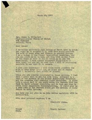 [Letter from Truett Latimer to James D. Willeford, March 18, 1957]