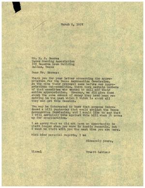 [Letter from Truett Latimer to E. J. Reeves, March 5, 1957]