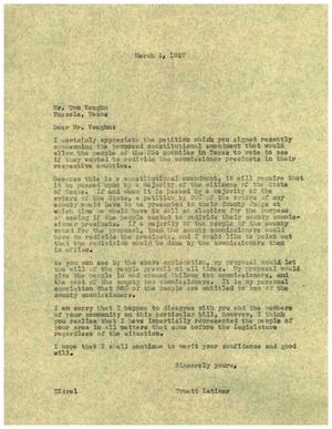 [Letter from Truett Latimer to Tom Vaughn, March 4, 1957]