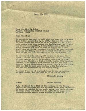 [Letter from Truett Latimer to Sterling L. Price, March 19, 1957]