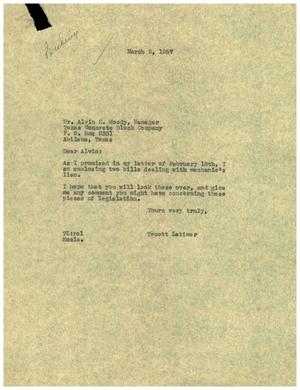 [Letter from Truett Latimer to Alvin H. Woody, March 5, 1957]