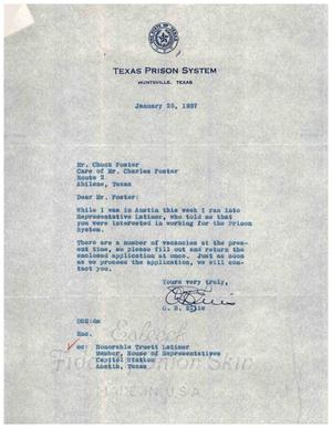 [Letter from O. B. Ellis to Chuck Foster, January 25, 1957]