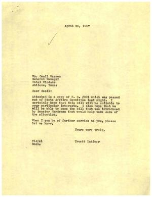 [Letter from Truett Latimer to Cecil Warren, April 25, 1957]