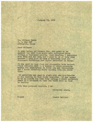 [Letter from Truett Latimer to Willard Pratt, January 17, 1957]
