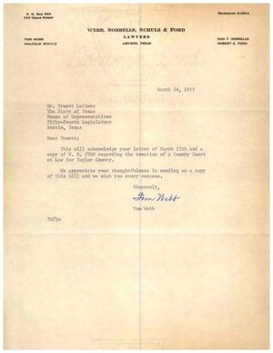 [Letter from Tom Webb to Truett Latimer, March 24, 1955]