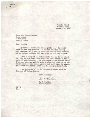 [Letter from E. G. Perkins to Truett Latimer, January 14, 1957]