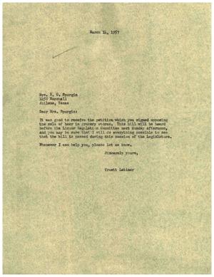 [Letter from Truett Latimer to Mrs. E. C. Spurgin, March 14, 1955]