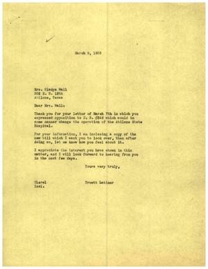 [Letter from Truett Latimer to Mrs. Gladys Wall, March 9, 1955]