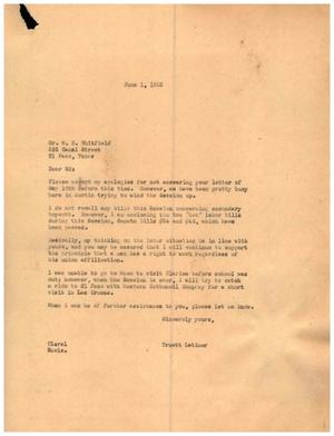 [Letter from Truett Latimer to W. E. Whitfield, June 1, 1955]