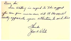 [Letter from Jim A. White to Truett Latimer, May 7, 1957]