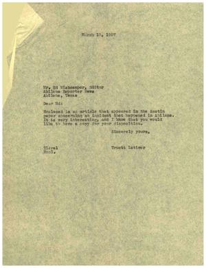 [Letter from Truett Latimer to Ed Wishcamper, March 19, 1957]