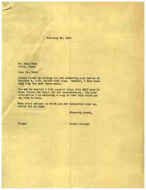 [Letter from Truett Latimer to Gene Wade, February 23, 1955]