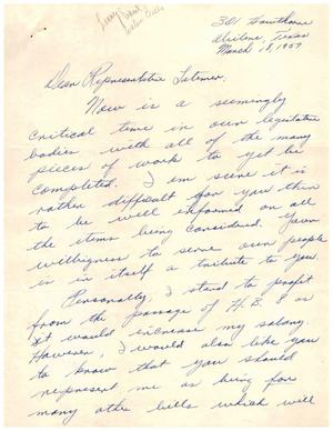[Letter from Carlton O Wainscott to Truett Latimer, March 18, 1957]
