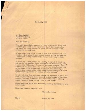 [Letter from Truett Latimer to Kent Waddell, March 29, 1955]