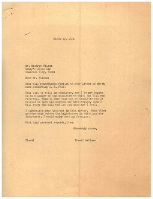 [Letter from Truett Latimer to Woodrow WIlson, March 23, 1955]