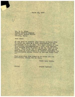 [Letter from Truett Latimer to W. F. Riley, March 28, 1957]