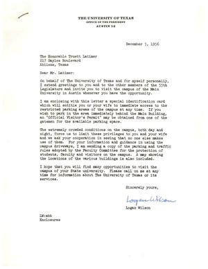 [Letter from Logan Wilson to Truett Latimer, December 5, 1956]