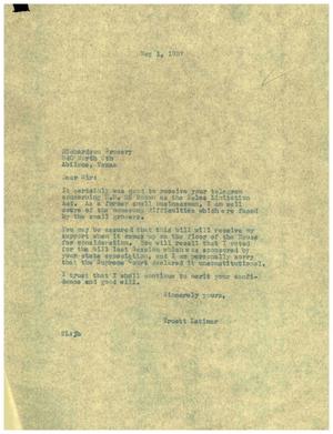 [Letter from Truett Latimer to Richardson Grocery, May 1, 1957]