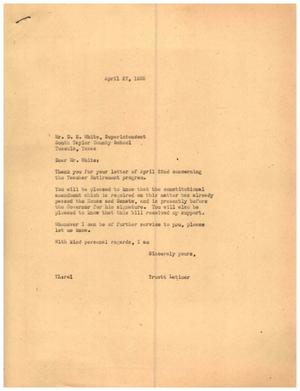 [Letter from Truett Latimer to D. E. White, April 27, 1955]