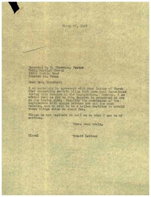 [Letter from Truett Latimer to G. R. Thornton, March 27, 1957]