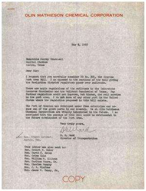 [Letter from D. G. Ward to Searcy Bracewell, May 6, 1955]