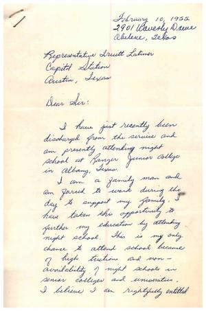 Primary view of object titled '[Letter from Charles C. Winn to Truett Latimer, February 10, 1955]'.