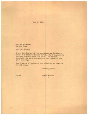 [Letter from Truett Latimer to Don W. Warren, May 11, 1955]